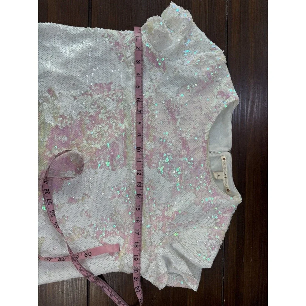 Chelsea & Violet White Opal Sequin Top Large - Picture 4 of 9